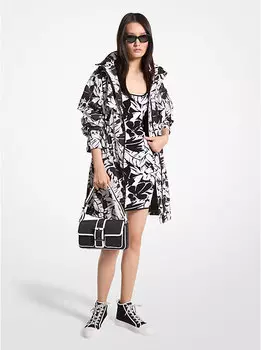 Тканый куртка с пальмовым принтом Michael Kors, черный