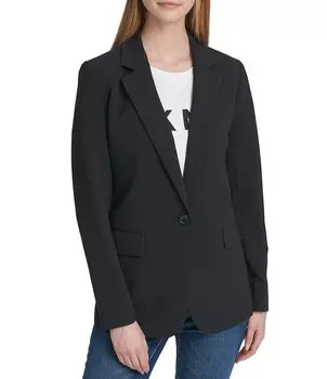 Тканый пиджак с длинными рукавами и лацканами DKNY DKNY, черный