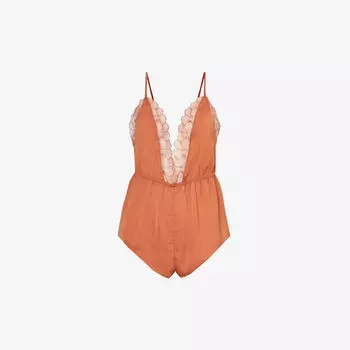 Тканый пижамный комбинезон Vermont с кружевной отделкой Bluebella, цвет baked clay