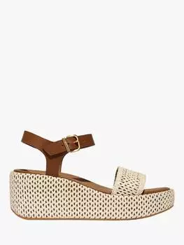 Тканый ремень клин платформы сандалии FitFlop, слоновая кость/разноцветный