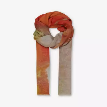 Тканый шарф с бахромой и размытым принтом Leem, оранжевый