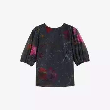 Тканый топ Ayymee с пышными рукавами и цветочным принтом Ted Baker, черный
