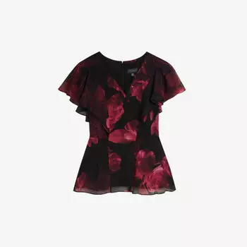 Тканый топ Belamay с цветочным принтом и рукавами ангелочек Ted Baker, черный