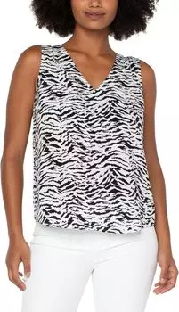 Тканый топ без рукавов с двойным V-образным вырезом Liverpool Los Angeles, цвет Graphic Animal Print