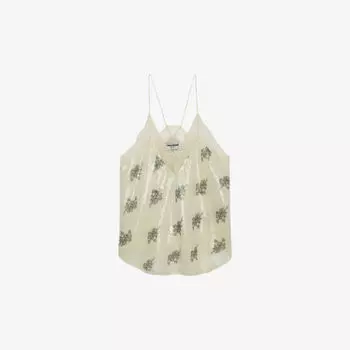 Тканый топ christy с графическим принтом и кружевной вышивкой Zadig&Voltaire, цвет mastic