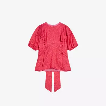 Тканый топ Devonaa с объемными рукавами и цветочным принтом Ted Baker, фуксия