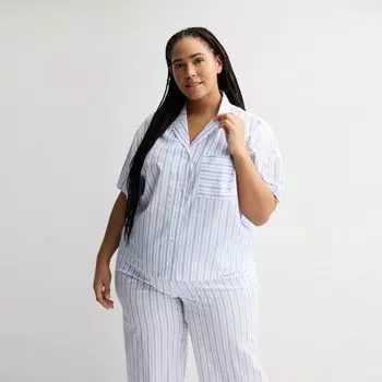 Тканый топ для сна больших размеров Sonoma Goods For Life, цвет blue white stripe