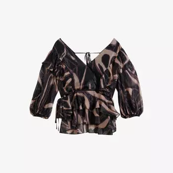 Тканый топ Jasmyna с абстрактным принтом Ted Baker, черный