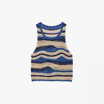 Тканый топ крючком Sandro, цвет bleus