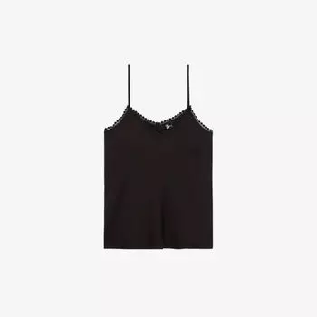 Тканый топ на бретельках с кружевной отделкой The Kooples, цвет bla01