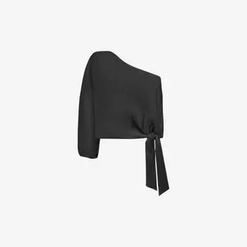 Тканый топ на одно плечо с завязками Ro&Zo, черный