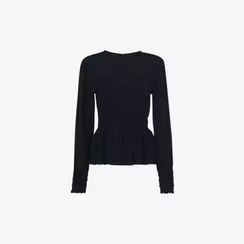 Тканый топ Rosanna с присборенной баской Whistles, черный