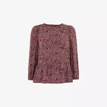 Тканый топ с баской и абстрактным принтом Whistles, мультиколор