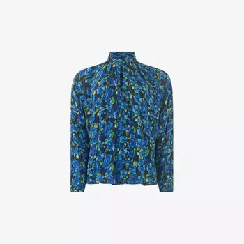 Тканый топ с цветочным принтом и рукавами «летучая мышь» Ro&Zo, синий