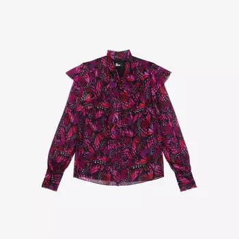 Тканый топ с цветочным принтом и завязками на шее The Kooples, розовый