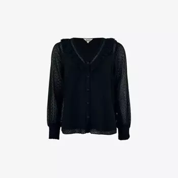 Тканый топ с длинными рукавами и отделкой Dobby-Trim Ro&Zo, черный