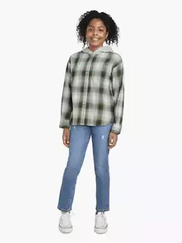 Тканый топ с капюшоном для больших девочек 7–16 лет Levi's, зеленый