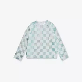 Тканый топ с металлизированным шахматным принтом 8-12 лет Caroline Bosmans, цвет ice