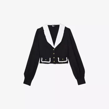 Тканый топ с оборками и пуговицами The Kooples, черный