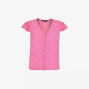 Тканый топ с оборками на рукавах и графическим принтом Whistles, мультиколор