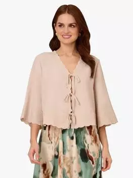 Тканый топ с открытым v-образным вырезом спереди Adrianna Papell, цвет Pebble