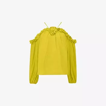 Тканый топ с открытыми плечами, украшенный корсажем Ro&Zo, желтый