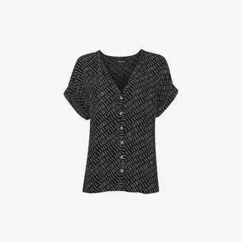 Тканый топ с V-образным вырезом и геометрическим принтом Whistles, черный