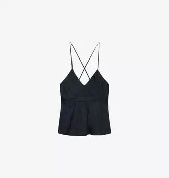 Тканый топ с V-образным вырезом и складками Zadig&Voltaire, черный