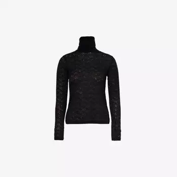 Тканый топ с высоким воротником и кружевным узором Song For The Mute, черный