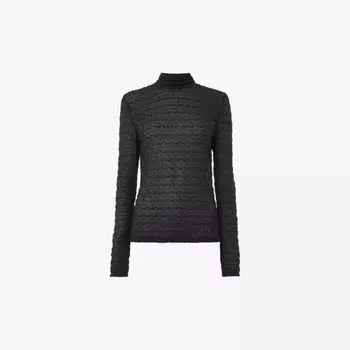 Тканый топ с высоким воротником и сборками Whistles, черный