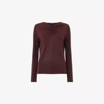 Тканый топ со сборками и V-образным вырезом Whistles, бургундия