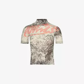 Тканый топ узкого кроя с графическим принтом Turbo Knwls, черный