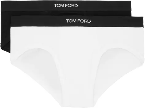 TO FORD Двойная упаковка черно-белых хлопковых трусов TOM FORD