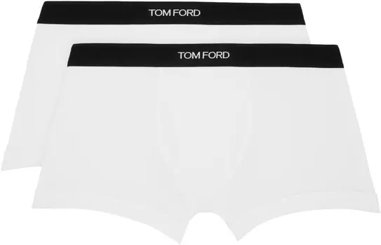 TO FORD Двойная упаковка хлопковых трусов-боксеров TOM FORD, белый