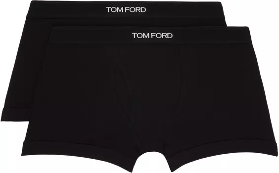TO FORD Двойная упаковка хлопковых трусов-боксеров TOM FORD, черный