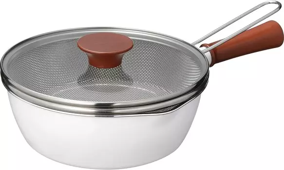 To May Универсальная сковорода Dolce RB-2165, 8,7 дюйма (22 см), совместимая с индукционной индукцией, газовый фильтр, сетчатый фильтр, сетчатый фильтр, жарка, кипячение, белый цвет, без ПФОК, обработка фторсодержащей смолой WAHEI FREIZ, Wht