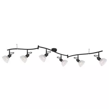 Точечный бар, 6 лампочек, стекло, черный, передвижной, L 150 см etc-shop