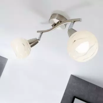 Точечный потолочный светильник BRILONER LEUCHTEN VIOLA, 40 Вт, IP20, матовый никель, металл-стекло, 2x E14, 28,5 x 9,7 x 13 см