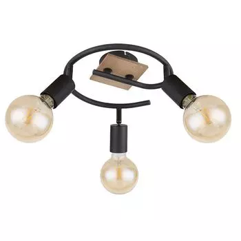 Точечный светильник, дерево, e-Shape, черный, коричневый, D 25 см etc-shop