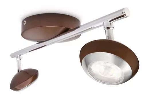 Точечный светильник Philips, с двумя лампочками, поворотный, темно-коричневый