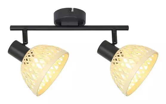 Точечный светильник RATTAN металл матовый черный E14 2x MAX 15 Вт В:16см Д:36см 13,5см Ш:18см с регулируемой яркостью Rabalux