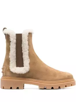 Tod's ботинки челси с отделкой из овчины, нейтральный цвет