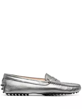 Tod's лоферы Gommino, серебристый