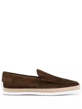 Tod's лоферы на плетеной подошве, коричневый
