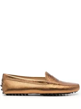 Tod's лоферы с эффектом металлик, золотистый