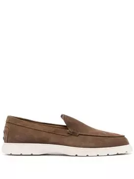 Tod's лоферы с контрастной подошвой, коричневый