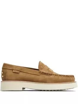 Tod's лоферы с тисненым логотипом, коричневый
