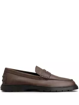Tod's лоферы с тисненым логотипом, коричневый