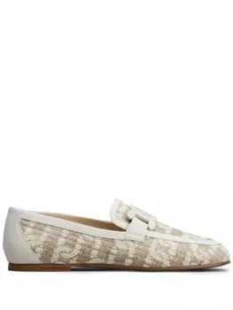 Tod's плетеные лоферы с жаккардовой цепочкой, нейтральный цвет