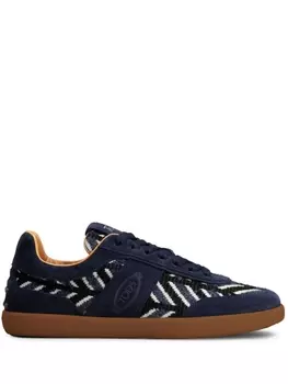 Tod's suede patchwork sneakers, синий